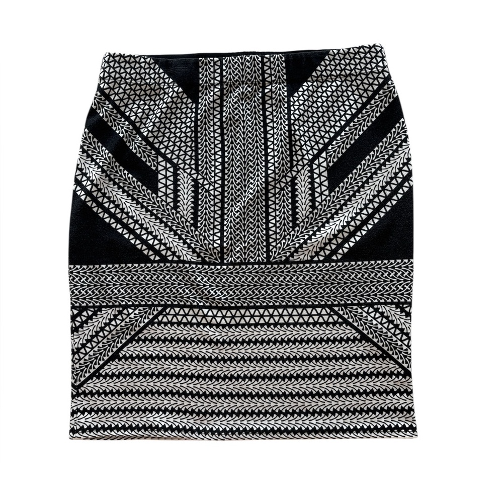 Max Studio Women's Pull On Geometric Pattern Black White Pencil Skirt Size L